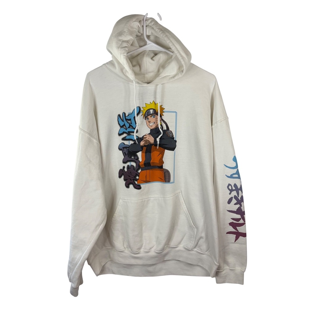 Naruto Shippuden Ripple Junction Graphic Hoodie Mens‎ XL White Anime Pullover